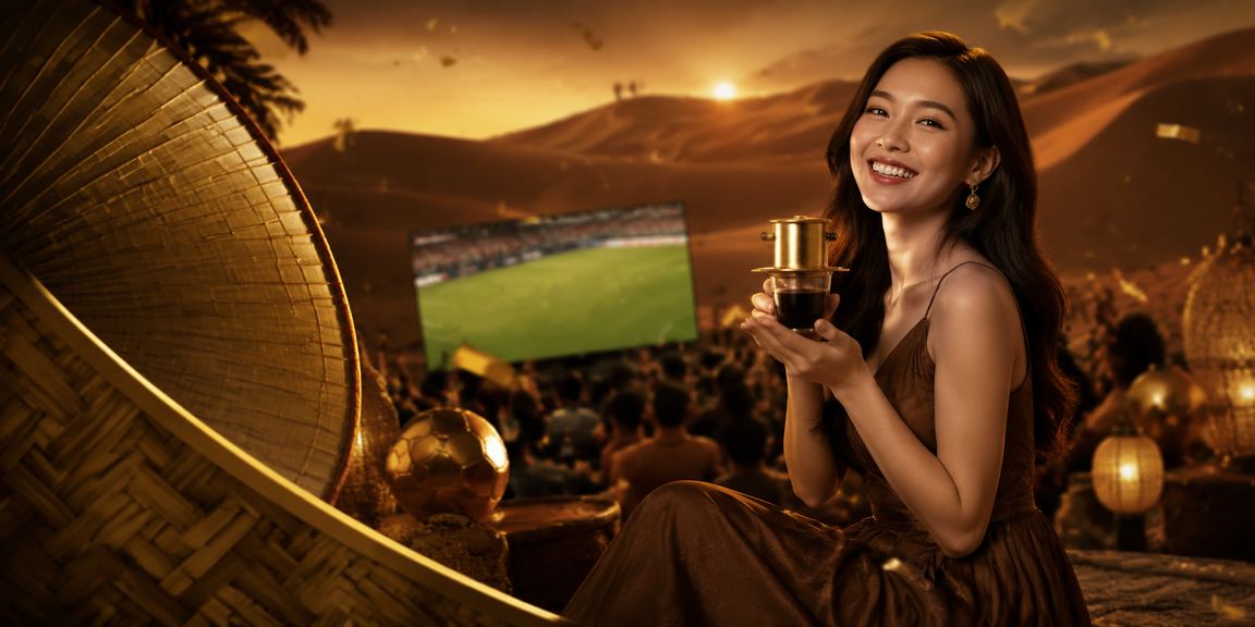 Phụ nữ đội nón lá tại Mũi Né với điện thoại trên tay, tượng trưng cho trải nghiệm cược trực tuyến theo phong cách Việt Nam