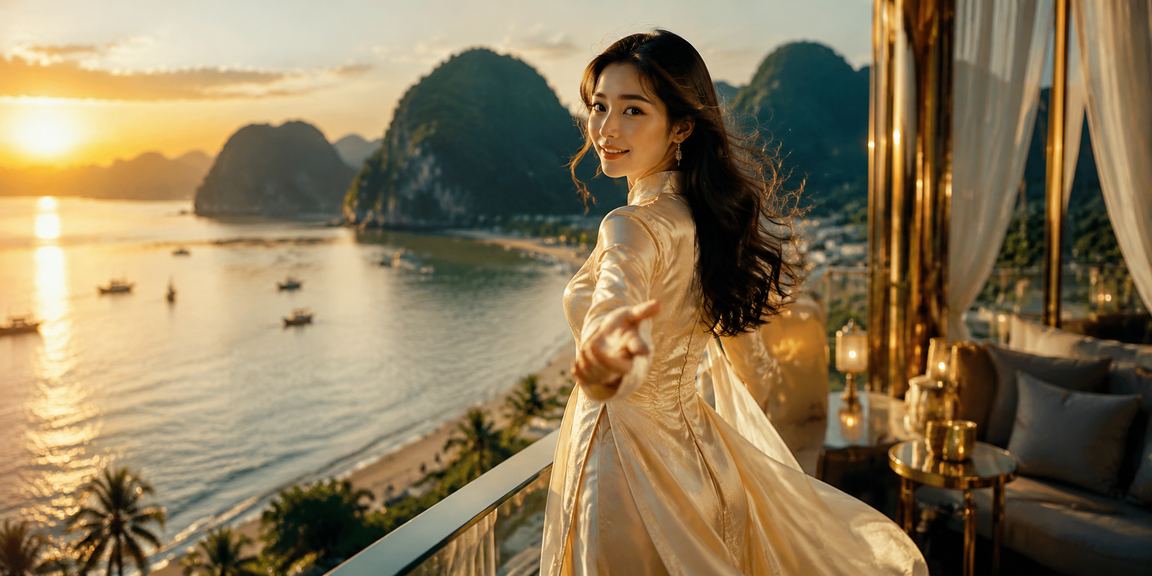 Người phụ nữ mặc áo dài tại Ninh Bình tìm hiểu thông tin cá cược trực tuyến trên điện thoại